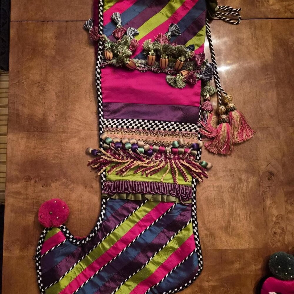 MacKenzie Childs Jester Silk Christmas Stocking